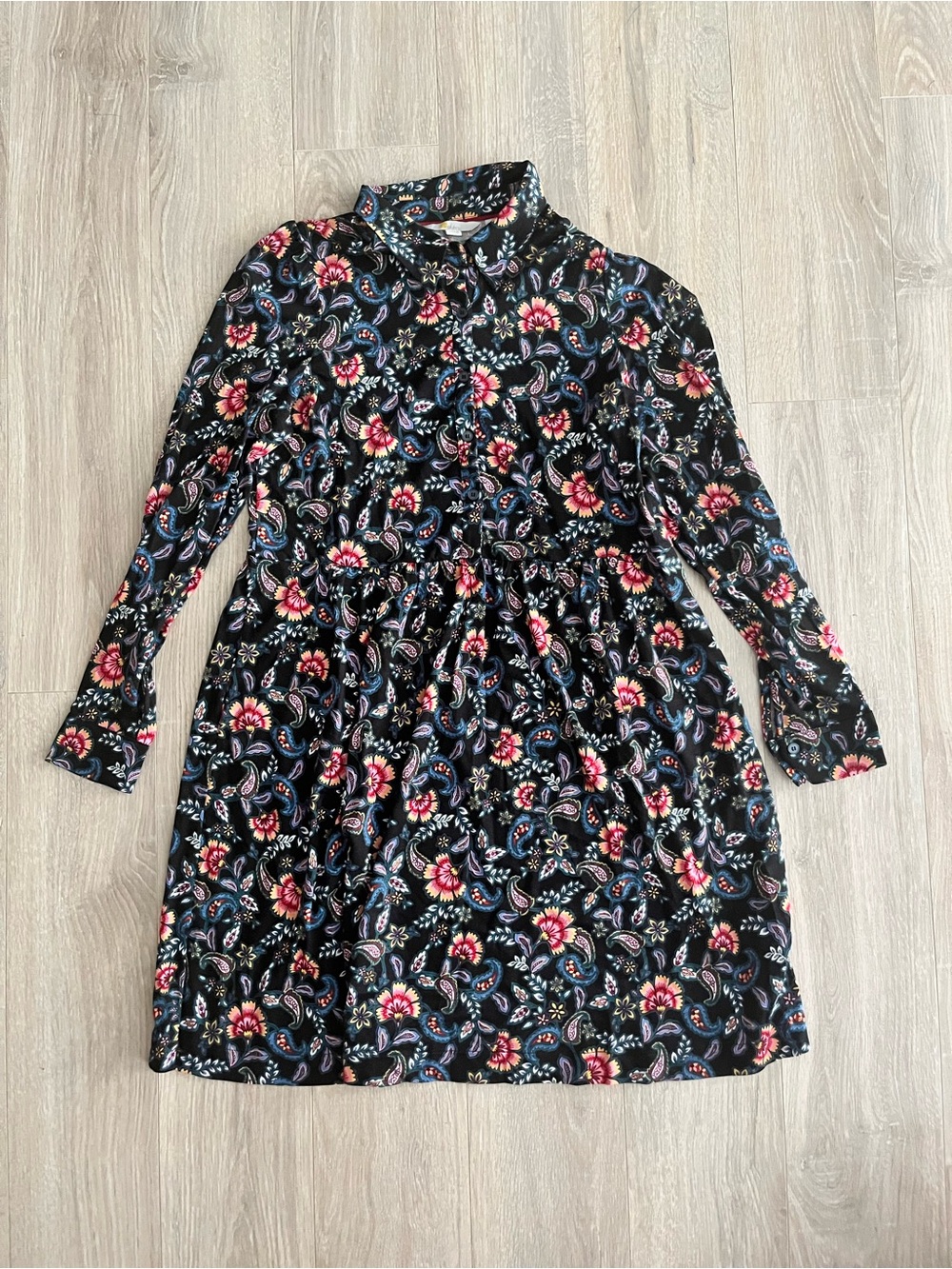 Boden Women’s Black Floral Paisley Long-Sleeve Dress - Size 8
